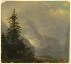 Teckning, Koenigsee, nära Berchtesgeden, Bayern, 1868