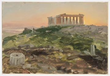 Teckning, Parthenon från sydost, april 1869