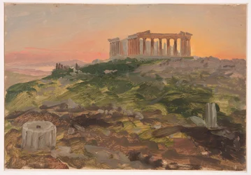 Teckning, Parthenon från sydost, april 1869
