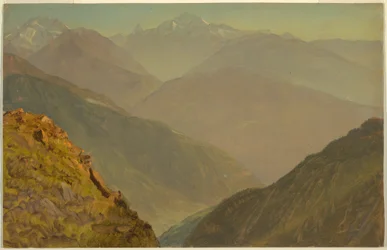 Ritning, Watzmann och Goell, nära Berchtesgeden, 1868