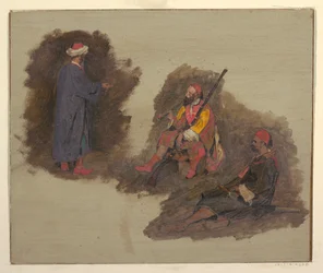 Teckning, Tre beduiner, 1868-69