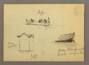 Teckning, Tolv figurskisser, Joffa, Palestina, 1868