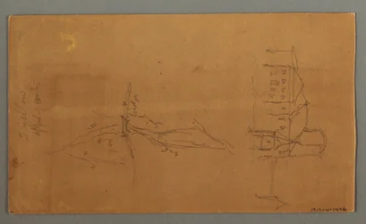 Teckning, Två kyrkor, Dal, Vattenfall, 1868