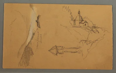 Ritning, Dal, Torn, Kyrka, möjligen 1868