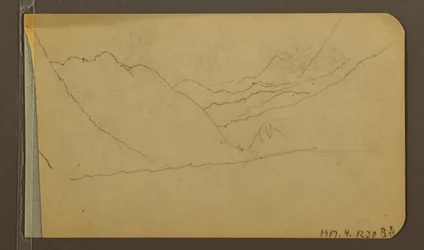 Teckning, dal; Averso: Bergstopp, 1889