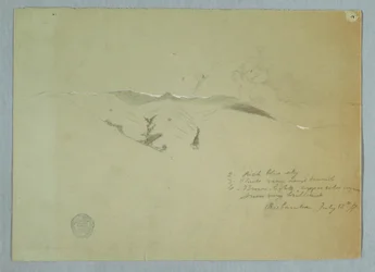 Teckning, Dalar och snötäckta bergsryggar, Riobamba, Ecuador, 13 juli 1857