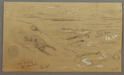 Teckning, Vy över Wady el-Arabah, 20 februari, möjligen 1868