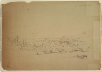 Teckning, Utsikt från Grand Manan Island, Kanada, mot havet, september 1851