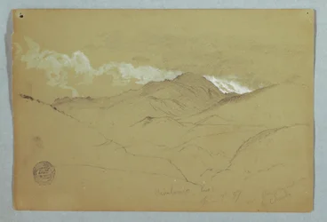Teckning, Vy från öster över berget Chimborazo, Ecuador, 3 juni 1857