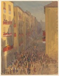 Teckning, utsikt över Beirut (), 1869