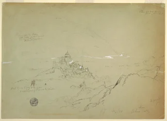 Teckning, Vy över Sien i Rhônedalen, augusti 1868