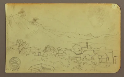 Teckning, By; Verso:Hilltop, december 1883