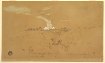 Ritning, Vulkan, Sangay, 11 juli 1857