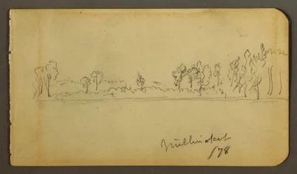 Teckning, Skogsklädd strand, 1878