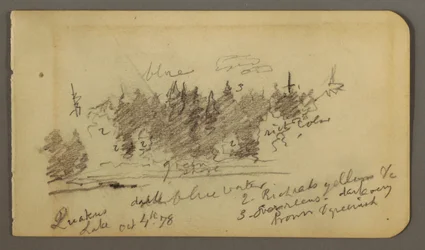 Teckning, Skogsklädd strand, 1878