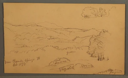 Teckning, Skogsklädd dal, oktober 1873