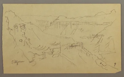 El Yemen Valley, Arabien: Utsikt över Winding Valley med en husvagn