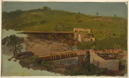 Kulle med viadukter och ruinerade kvarnar, nära Catskill, New York