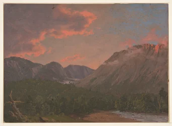 Berglandskap vid solnedgången