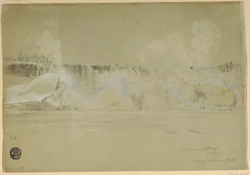 Niagarafallen i snö, från nordväst