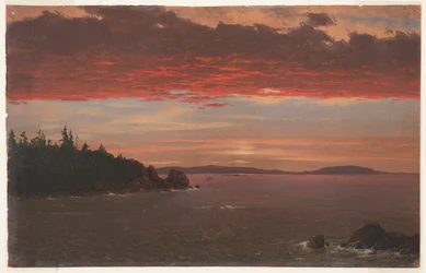 Schoodic halvön från Mount Desert vid soluppgången