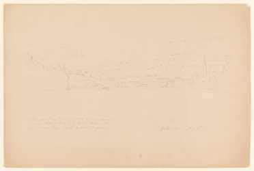 Sjöns strand och foten av Mount Katahdin