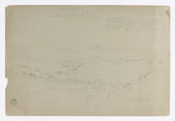 Studie.  Landskap med berget Puresé.  Skiss.  Landskap.