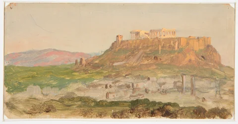 Utsikt över Akropolis, soluppgång