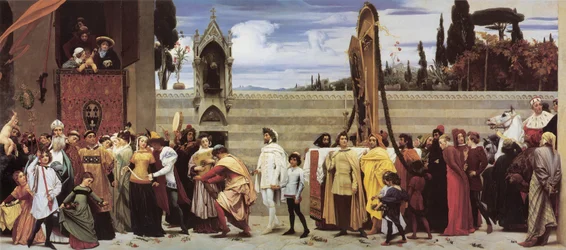 Cimabues hyllade madonna bärs i procession genom Florens gator