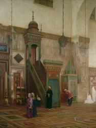 Detalj av interiören i Stora moskén, Damaskus, 1873-75