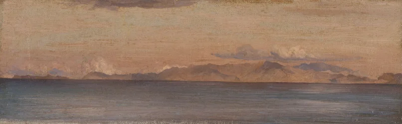 Fjärran vy över bergen i Egeiska havet