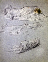 Studie för Cymon och Iphigenia (svartvita krita på papper)