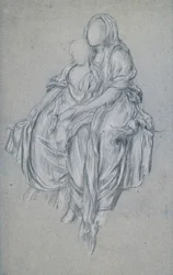 Study for The Daphnephoria, c.1876 (svartvit krita på blått papper)