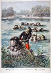 Franskt kavalleri som vadar en flod, 1896