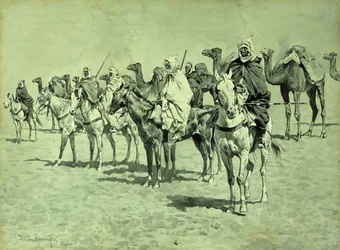 Husvagn i Sahara (pensel, penna och bläck)