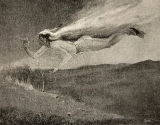 Glad like Ishkoodah, the comet, Like the star with eldy tresses, från The Song of Hiawatha av Henry Wadsworth Longfellow (1807-82), pub. av George G. Harrap und Company Ltd., 1911