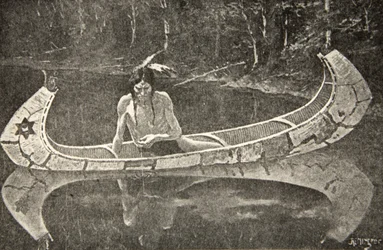 Long sat waiting for an answer, ur The Song of Hiawatha av Henry Wadsworth Longfellow (1807-82), publicerad av George G. Harrap und Company Ltd., 1911.