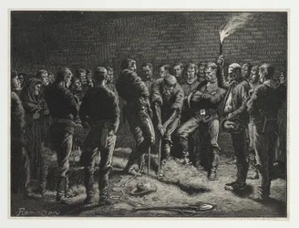 Apache-kampanjen - begravning av Hatfields män, från Harpers Weekly, pub. 1886