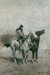 Eldätaren slängde sitt offer över sin ponny, ca 1900