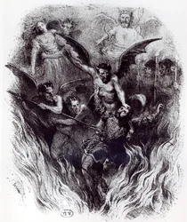 Illustration till orkesterpartituret för Hector Berlioz (1803-69) ”La Damnation de Faust” (1846), 1854