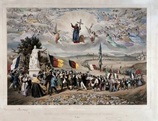 Procession för den universella demokratiska och sociala republiken av Europas folk i förening och broderskap. Litografi av Frédéric Sorrieu (1807-omkring 1861), 1848, Paris, Musée Carnavalet - Universell demokratisk och social republik