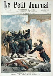 Explosion i Rue de Reuilly och Sergeant Bauchats död, från Le Petit Journal, 26 februari 1894
