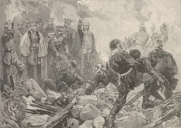 Vinterpalatset efter explosionen, kvällen den 17 februari 1880.