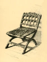 Hopfällbar stol, valnötsträ, 1500-1600-talen, 1881.