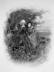 Lilla Nell och hennes farfar, från "Charles Dickens: A Gossip about his Life", av Thomas Archer, publicerad ca 1894 (litho)