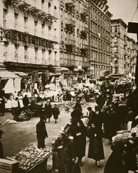 Gatumarknad på Orchard Street, Lower East Side, New York, USA, tidigt 1930-tal