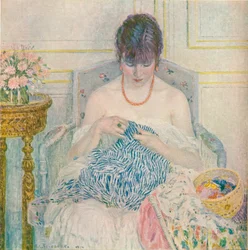 A Girl Sewing, c1894-1914, 1914