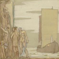 The Landing of St Patrick in Ireland, c.1912 (tempera on wood)