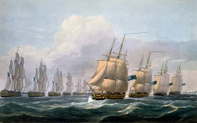 Kapten Beresford i HMS Theseus leder sin eskader av fartyg från 