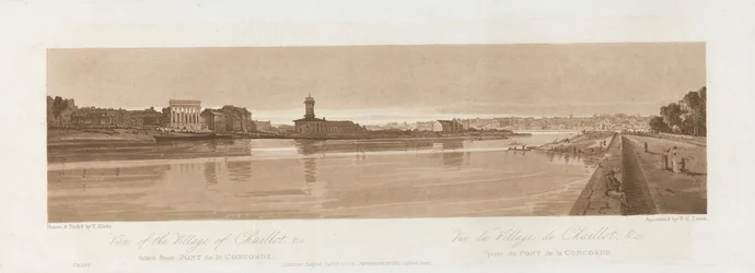 Utsikt över byn Chaillot & C. från Pont de la Concorde 1803; Skylt 17 från Views in Paris, Emanuel Volume-spårningen av plattan B1981.25.2626